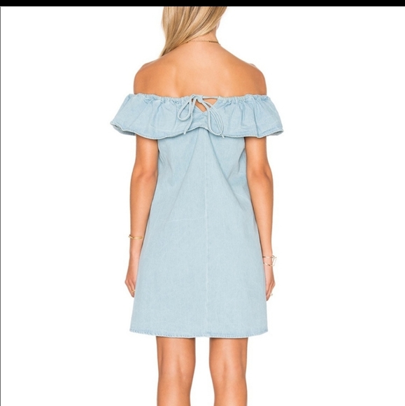 MOTEL ROCKES REVOLVE MINI DENIM OFF SHOULDER DRESS SMALL - Picture 2 of 16
